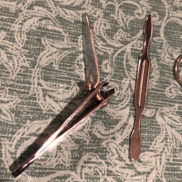 Vintage Pink Leather 4 piece Manicure Set travel purse size - Picture 8 of 12